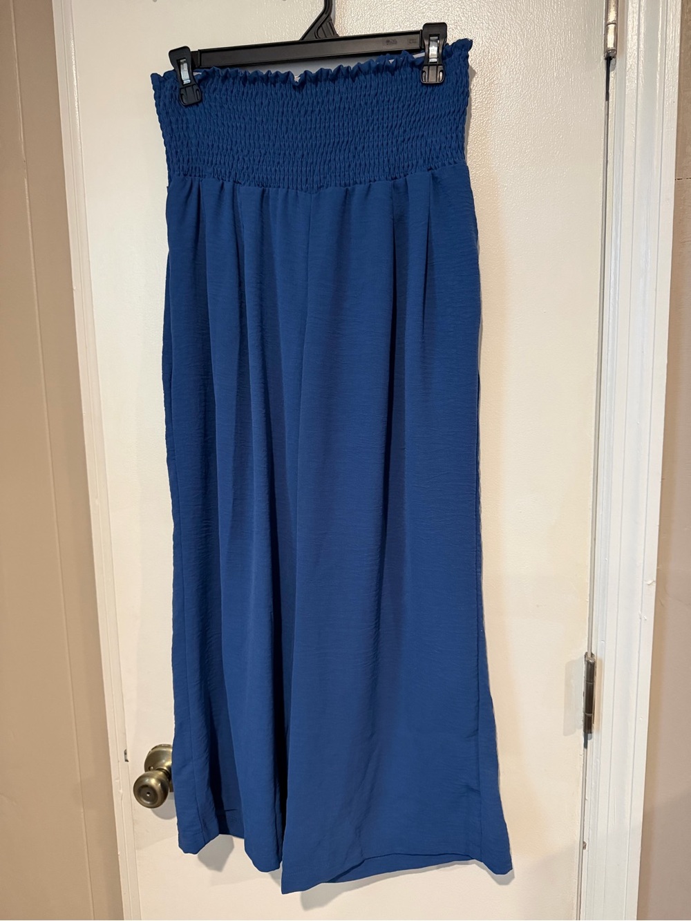 SHEIN Royal Blue Wide Leg Jumpsuit Pants with Smocked Waist